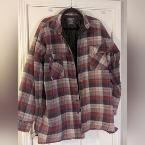 Salmon River Traders Men’s XLT Quilted Flannel Jacket Red Navy Plaid Warm Lined